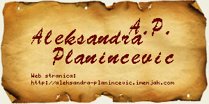 Aleksandra Planinčević vizit kartica